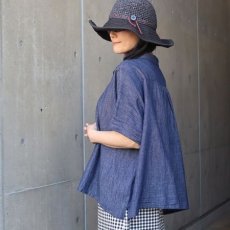 画像2: 【ista-ire】4.5oz綿麻甘撚りデニム　ちび衿ワイドシャツ (2)