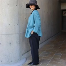 画像5: 【08Mab】リネンシャンブレー2wayギャザーブラウス (5)