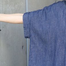 画像4: 【ista-ire】4.5oz綿麻甘撚りデニム　ちび衿ワイドシャツ (4)