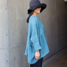 画像2: 【08Mab】リネンシャンブレー2wayギャザーブラウス (2)