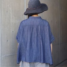 画像3: 【ista-ire】4.5oz綿麻甘撚りデニム　ちび衿ワイドシャツ (3)