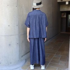 画像12: 【ista-ire】4.5oz綿麻甘撚りデニム　ちび衿ワイドシャツ (12)