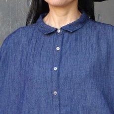 画像5: 【ista-ire】4.5oz綿麻甘撚りデニム　ちび衿ワイドシャツ (5)