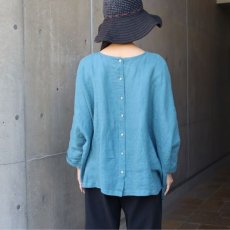 画像3: 【08Mab】リネンシャンブレー2wayギャザーブラウス (3)
