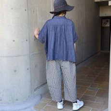 画像9: 【ista-ire】4.5oz綿麻甘撚りデニム　ちび衿ワイドシャツ (9)