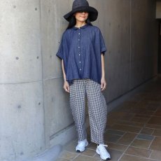 画像7: 【ista-ire】4.5oz綿麻甘撚りデニム　ちび衿ワイドシャツ (7)