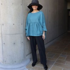 画像4: 【08Mab】リネンシャンブレー2wayギャザーブラウス (4)