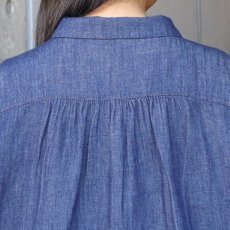 画像6: 【ista-ire】4.5oz綿麻甘撚りデニム　ちび衿ワイドシャツ (6)