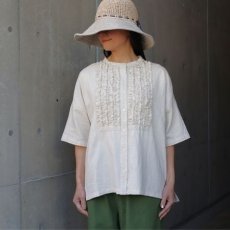 画像1: 【ista-ire】4.5oz綿麻甘撚りデニム　フリンジブラウス (1)