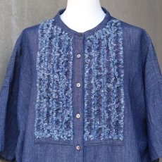 画像15: 【ista-ire】4.5oz綿麻甘撚りデニム　フリンジブラウス (15)