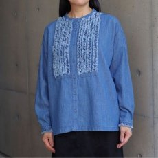 画像13: 【ista-ire】綿麻(コットンリネン)甘撚りデニムフリンジシャツ (13)