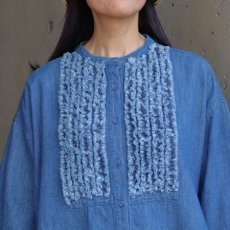 画像18: 【ista-ire】綿麻(コットンリネン)甘撚りデニムフリンジシャツ (18)