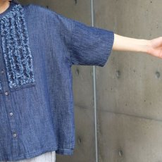 画像5: 【ista-ire】4.5oz綿麻甘撚りデニム　フリンジブラウス (5)