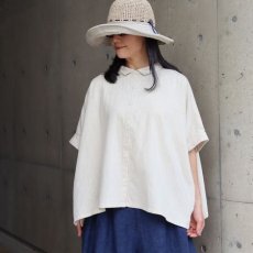 画像13: 【ista-ire】4.5oz綿麻甘撚りデニム　ちび衿ワイドシャツ (13)