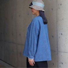 画像14: 【ista-ire】綿麻(コットンリネン)甘撚りデニムフリンジシャツ (14)