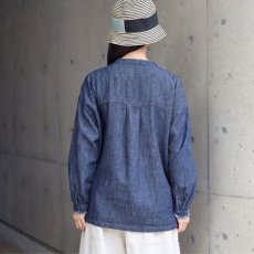 画像3: 【ista-ire】綿麻(コットンリネン)甘撚りデニムフリンジシャツ (3)