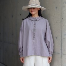 画像1: 【ista-ire】綿麻サンドウォッシュ　フリルカラーブラウス (1)