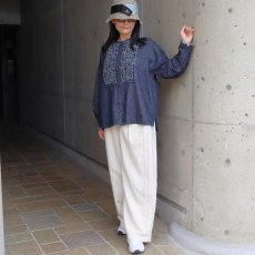 画像9: 【ista-ire】綿麻(コットンリネン)甘撚りデニムフリンジシャツ (9)