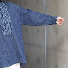 画像5: 【ista-ire】綿麻(コットンリネン)甘撚りデニムフリンジシャツ (5)