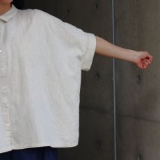 画像17: 【ista-ire】4.5oz綿麻甘撚りデニム　ちび衿ワイドシャツ (17)