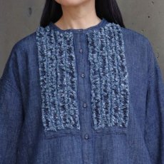 画像6: 【ista-ire】綿麻(コットンリネン)甘撚りデニムフリンジシャツ (6)
