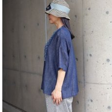 画像4: 【ista-ire】4.5oz綿麻甘撚りデニム　フリンジブラウス (4)