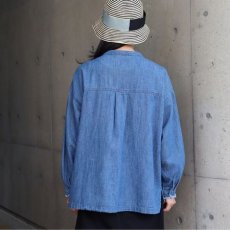 画像15: 【ista-ire】綿麻(コットンリネン)甘撚りデニムフリンジシャツ (15)