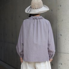 画像3: 【ista-ire】綿麻サンドウォッシュ　フリルカラーブラウス (3)