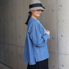 画像16: 【ista-ire】綿麻(コットンリネン)甘撚りデニムフリンジシャツ (16)