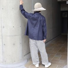 画像10: 【08Mab】14番手リネンアシンメトリー切り替えシャツ襟ブラウス (10)