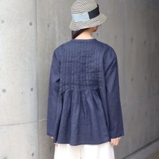 画像15: 【08Mab】14番手リネン前あきタックブラウス (15)