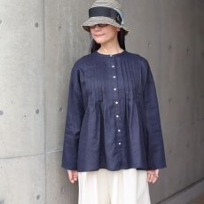 画像13: 【08Mab】14番手リネン前あきタックブラウス (13)