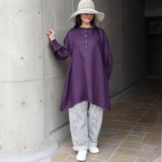 画像9: 【08Mab】14番手リネンボリューム袖ヘンリーあきチュニック (9)
