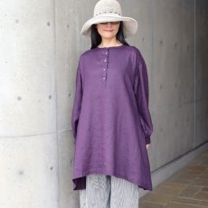 画像1: 【08Mab】14番手リネンボリューム袖ヘンリーあきチュニック (1)