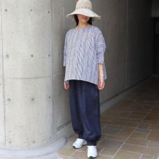画像30: 【NARU FACTORY】60ローンリップルチェック＆ストライプ ゆったりブラウス (30)
