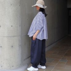 画像33: 【NARU FACTORY】60ローンリップルチェック＆ストライプ ゆったりブラウス (33)