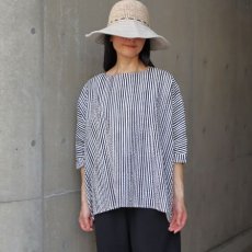 画像12: 【NARU FACTORY】60ローンリップルチェック＆ストライプ ゆったりブラウス (12)
