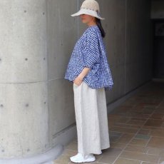 画像44: 【NARU FACTORY】60ローンリップルチェック＆ストライプ ゆったりブラウス (44)