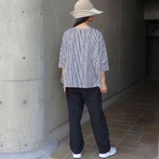 画像21: 【NARU FACTORY】60ローンリップルチェック＆ストライプ ゆったりブラウス (21)