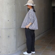 画像22: 【NARU FACTORY】60ローンリップルチェック＆ストライプ ゆったりブラウス (22)