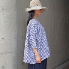 画像24: 【NARU FACTORY】60ローンリップルチェック＆ストライプ ゆったりブラウス (24)