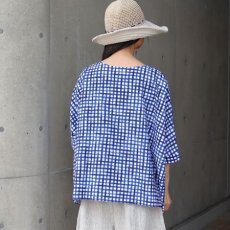 画像36: 【NARU FACTORY】60ローンリップルチェック＆ストライプ ゆったりブラウス (36)