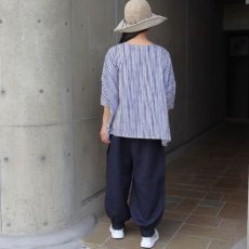 画像32: 【NARU FACTORY】60ローンリップルチェック＆ストライプ ゆったりブラウス (32)