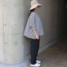 画像20: 【NARU FACTORY】60ローンリップルチェック＆ストライプ ゆったりブラウス (20)