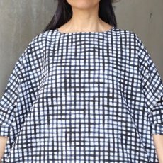 画像6: 【NARU FACTORY】60ローンリップルチェック＆ストライプ ゆったりブラウス (6)