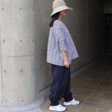画像31: 【NARU FACTORY】60ローンリップルチェック＆ストライプ ゆったりブラウス (31)