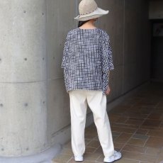 画像10: 【NARU FACTORY】60ローンリップルチェック＆ストライプ ゆったりブラウス (10)