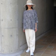 画像8: 【NARU FACTORY】60ローンリップルチェック＆ストライプ ゆったりブラウス (8)