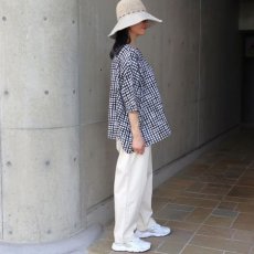 画像9: 【NARU FACTORY】60ローンリップルチェック＆ストライプ ゆったりブラウス (9)