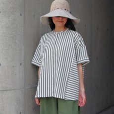 画像14: 【ista-ire】太ストライプ　切替ワイドシャツ (14)